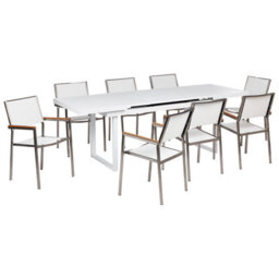 Beliani Garden Dining Set 8 Seater Valcanetto/grosseto Metal White - thumbnail 1