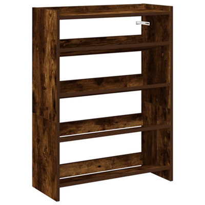 Berkfield Elegant Shoe Rack Smoked Oak 80X25X61.5 Cm Engineered Wood - image 1