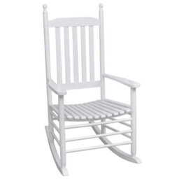 Berkfield Rocking Chair With Curved Seat White Wood - thumbnail 1
