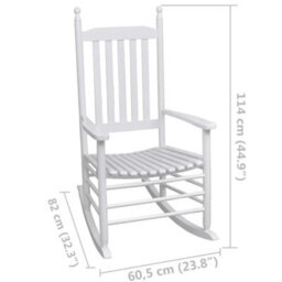 Berkfield Rocking Chair With Curved Seat White Wood - thumbnail 5
