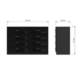 Fwstyle 8 Drawer Chest Of Drawers Black Gloss Scratch Resistant Bedroom Furniture - thumbnail 9
