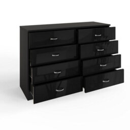 Fwstyle 8 Drawer Chest Of Drawers Black Gloss Scratch Resistant Bedroom Furniture - thumbnail 5