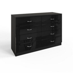 Fwstyle 8 Drawer Chest Of Drawers Black Gloss Scratch Resistant Bedroom Furniture - thumbnail 4