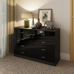 Fwstyle 8 Drawer Chest Of Drawers Black Gloss Scratch Resistant Bedroom Furniture - thumbnail 2
