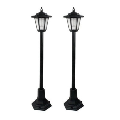 Guaranteed 4 Less Led Garden Lights Lamp Post Solar Powered Lantern Patio Pathway Walkway Outdoor (2),black