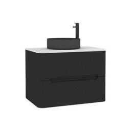Royal Bathrooms Venice 700mm Matt Nocturne Black Wall Mounted Bathroom Countertop Vanity Unit 2 Drawer With Art Round Basin - thumbnail 7