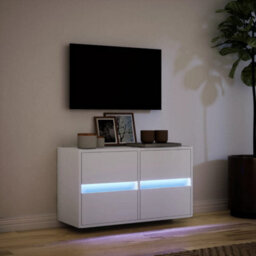 Berkfield Tv Wall Cabinet With Led Lights White 80X31X45 Cm - thumbnail 5