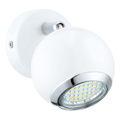 Adjustable Round Wall Spot Light With Gu10 Bulb - White Chrome Finish - image 1
