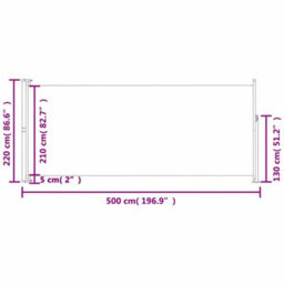 Walplus Patio Retractable Side Awning Garden Sun Shade Canopy Gazebo For Back Door, Porch, Patio 220X500 Cm Cream - thumbnail 7