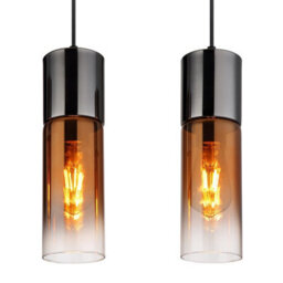 Luminosa Lighting Luminosa Annika Bar Pendant Ceiling Light Matt Black Copper Glass Shade 4X E27 - thumbnail 4