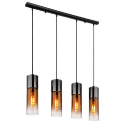 Luminosa Lighting Luminosa Annika Bar Pendant Ceiling Light Matt Black Copper Glass Shade 4X E27 - thumbnail 1