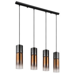 Luminosa Lighting Luminosa Annika Bar Pendant Ceiling Light Matt Black Copper Glass Shade 4X E27 - thumbnail 2