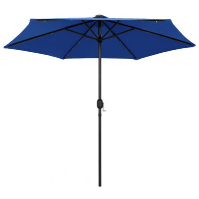 Berkfield Durable Parasol With Led Lights And Aluminium Pole 270 Cm Azure Blue - image 1
