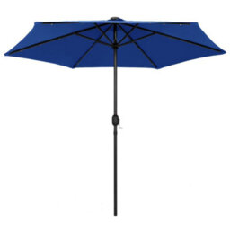 Berkfield Durable Parasol With Led Lights And Aluminium Pole 270 Cm Azure Blue - thumbnail 1