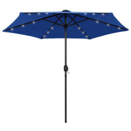 Berkfield Durable Parasol With Led Lights And Aluminium Pole 270 Cm Azure Blue - thumbnail 2