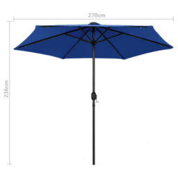 Berkfield Durable Parasol With Led Lights And Aluminium Pole 270 Cm Azure Blue - thumbnail 7