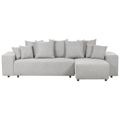 Beliani Corner Sofa Bed 3 Seater Luspa Fabric Light Grey With Storage Left Hand - image 1