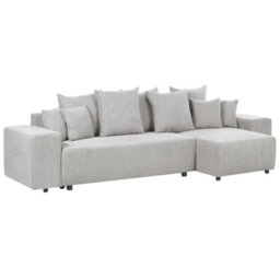 Beliani Corner Sofa Bed 3 Seater Luspa Fabric Light Grey With Storage Left Hand - thumbnail 5