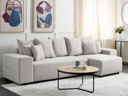 Beliani Corner Sofa Bed 3 Seater Luspa Fabric Light Grey With Storage Left Hand - thumbnail 2