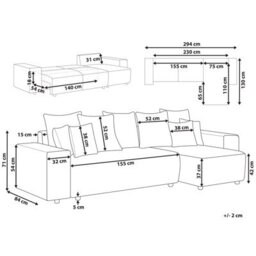 Beliani Corner Sofa Bed 3 Seater Luspa Fabric Light Grey With Storage Left Hand - thumbnail 3
