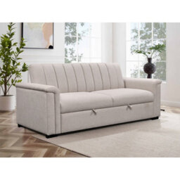 Dorel Home Charlotte 3 Seater Sofa Bed With Fabric Cover In Natural - thumbnail 2
