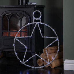 Samuel Alexander 49Cm Battery Powered Light Up Christmas Silver Star Ball With Twinkling White Leds - thumbnail 6