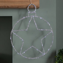 Samuel Alexander 49Cm Battery Powered Light Up Christmas Silver Star Ball With Twinkling White Leds - thumbnail 3