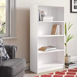 Timber Art Design 4 Tier Bookcase Tall Display Shelving Storage Unit Wood Furniture White - thumbnail 5