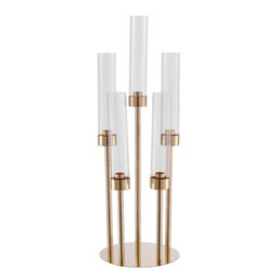 Living And Home Small Size Gold Electroplated 5-Arm Metal Candelabra Clear Pc Lampshade Wedding Table Decor - thumbnail 4