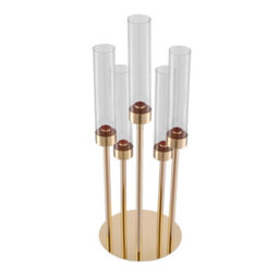 Living And Home Small Size Gold Electroplated 5-Arm Metal Candelabra Clear Pc Lampshade Wedding Table Decor - thumbnail 5