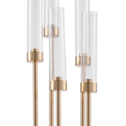 Living And Home Small Size Gold Electroplated 5-Arm Metal Candelabra Clear Pc Lampshade Wedding Table Decor - thumbnail 6