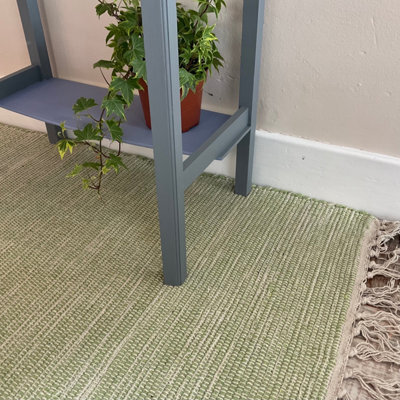 Second Nature Online Hush Hand Loomed Soft Cotton Rug In Muted Colours / 60 X 90 Cm / Pale Green - image 1