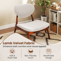 Gainoom Set Of 2 Beige Lamb Velvet Fabric Upholstered Accent Chairs W/ Side Table - thumbnail 8