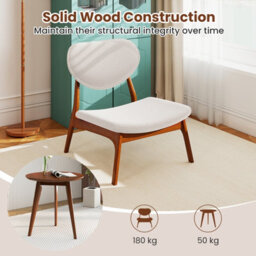 Gainoom Set Of 2 Beige Lamb Velvet Fabric Upholstered Accent Chairs W/ Side Table - thumbnail 6