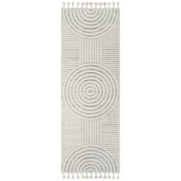 Livabliss Nora-Modern Grey Ivory High Pile Fringe Living Dining Bedroom Rug 80 X 220 Cm Easy Care, Non Shedding - thumbnail 1