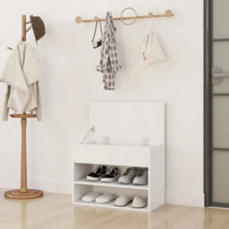 Berkfield Shoe Bench White 60X30X45 Cm Engineered Wood - thumbnail 3