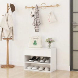 Berkfield Shoe Bench White 60X30X45 Cm Engineered Wood - thumbnail 1