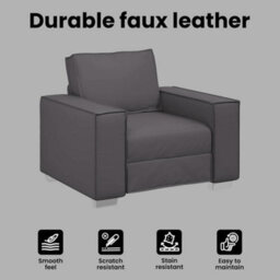 Vidaxl Sofa Chair With Cushion Grey 99 X 78 X 84 Cm Artificial Leather - thumbnail 7