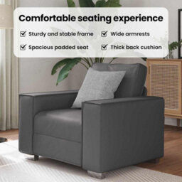 Vidaxl Sofa Chair With Cushion Grey 99 X 78 X 84 Cm Artificial Leather - thumbnail 8