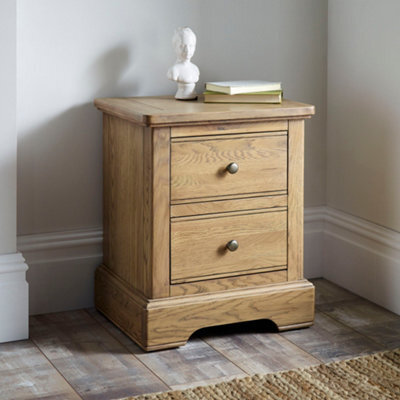 French Style Bordeaux Solid Oak 2 Drawer Bedside Table - image 1