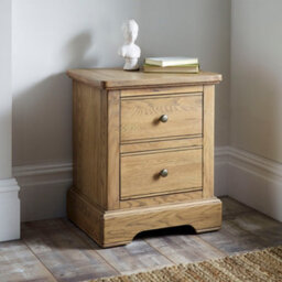 French Style Bordeaux Solid Oak 2 Drawer Bedside Table
