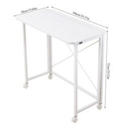 Living And Home Cream White Folding Office Desk With Casters, 100Cm (W) X 50Cm (D) X 75Cm (H) - thumbnail 7