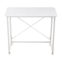 Living And Home Cream White Folding Office Desk With Casters, 100Cm (W) X 50Cm (D) X 75Cm (H) - thumbnail 4