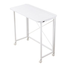 Living And Home Cream White Folding Office Desk With Casters, 100Cm (W) X 50Cm (D) X 75Cm (H) - thumbnail 3