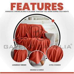 Gc Gaveno Cavailia Fluffy Pop Throw 150X200Cm Rust Lightweight Honeycomb Blanket For Bed Settee Throws For Sofas Couch Chair - thumbnail 2