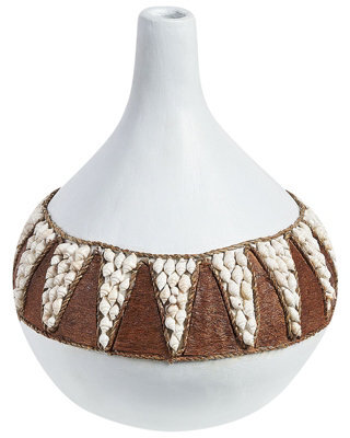 Beliani Handmade White Terracotta Vase 33Cm Rustic Boho Coastal Accent - image 1