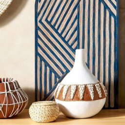 Beliani Handmade White Terracotta Vase 33Cm Rustic Boho Coastal Accent - thumbnail 2