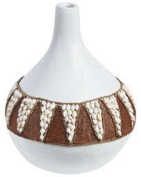 Beliani Handmade White Terracotta Vase 33Cm Rustic Boho Coastal Accent - thumbnail 1