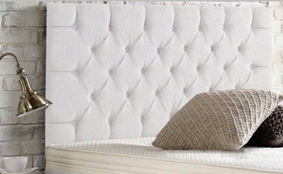 "Adore Designs Chesterfield Chenille 4Ft Small Double 24"" Headboard - Ivory"