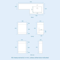 Nes Home Rh 1100 mm L-Shape White Basin Vanity Unit Wc Btw Rimless Toilet - thumbnail 7
